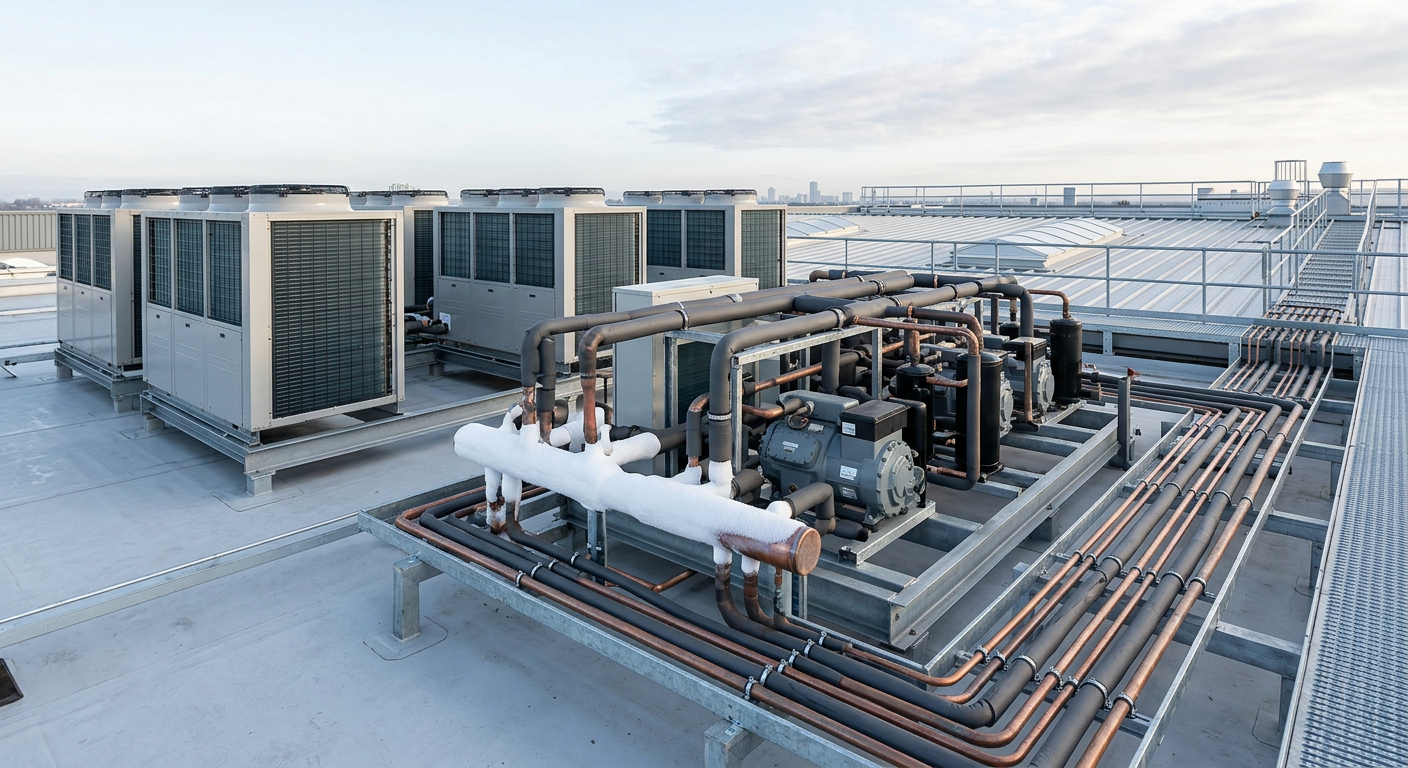 Commercial refrigeration compressor rack with insulated copper lines