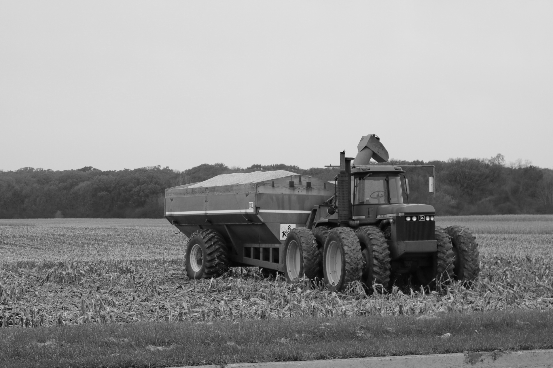 Agricultural tractor in field