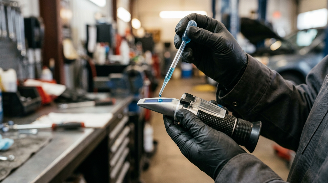 Testing coolant on a handheld refractometer