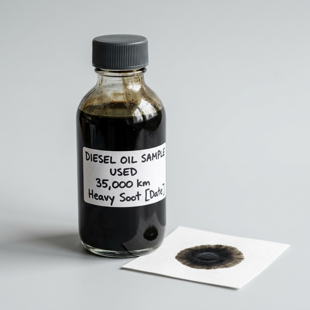 Black sooty diesel oil sample