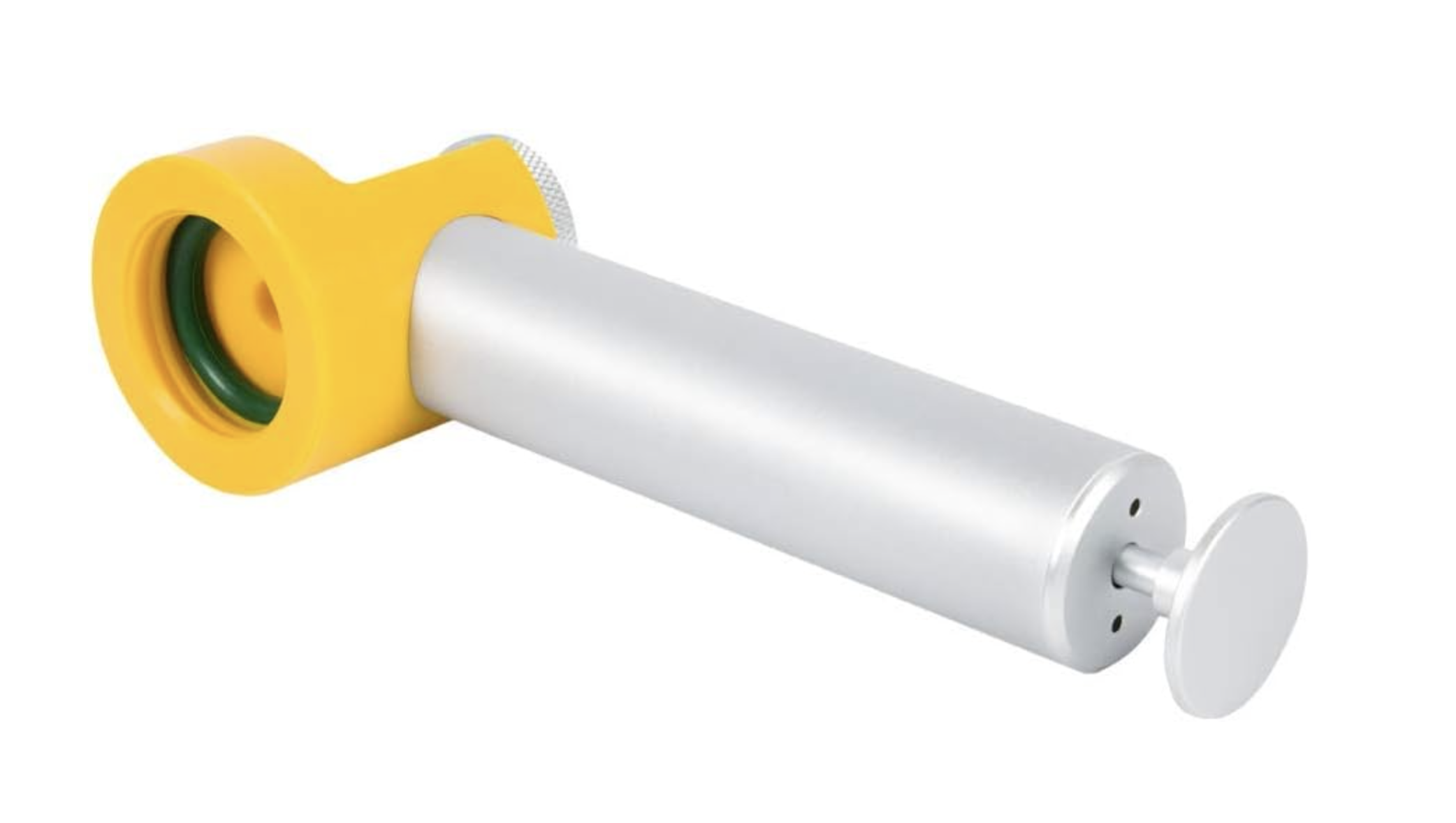 Sample Thief vacuum oil sampling tool with yellow head and aluminum barrel