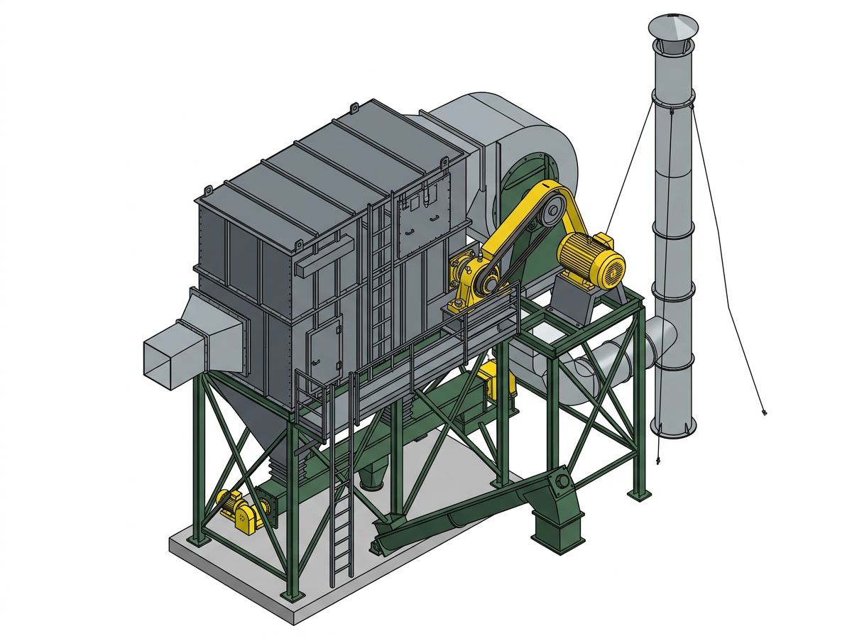 Illustration of the baghouse & fans section of an asphalt plant