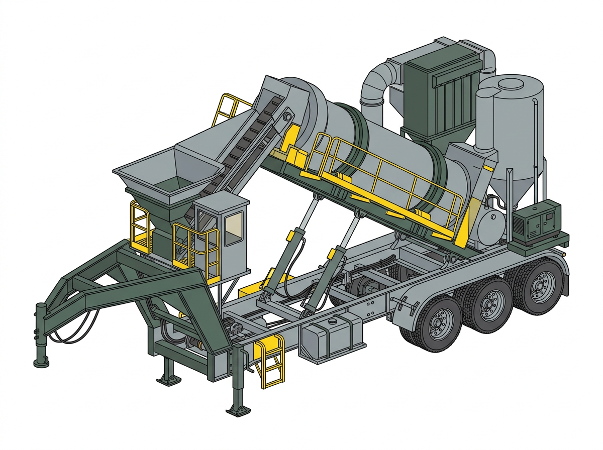 Illustration of the portable running gear section of an asphalt plant
